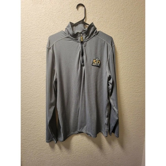 BDa NFL Superbowl 50 Quarter Zip Pullover Gray Size Large - Picture 1 of 7